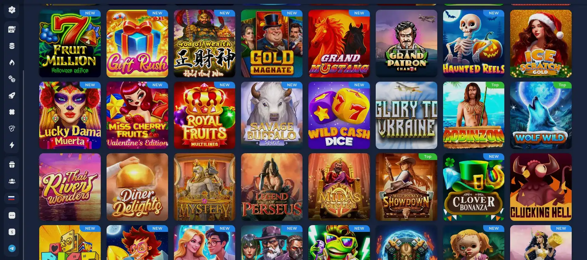 Главный экран казино Болливуд с популярными слотами